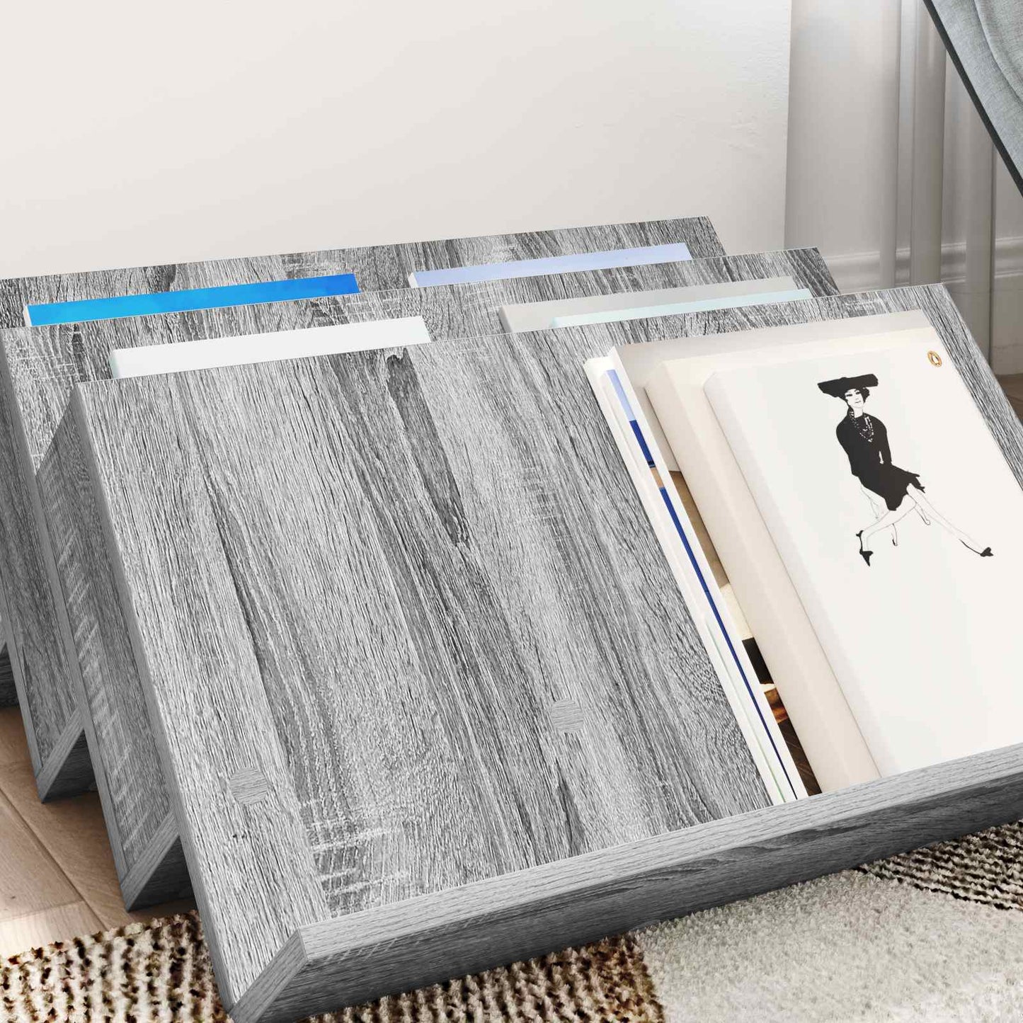 vidaXL Magazine Rack Grey Sonoma 65 x 53 x 28.5 cm Engineered Wood