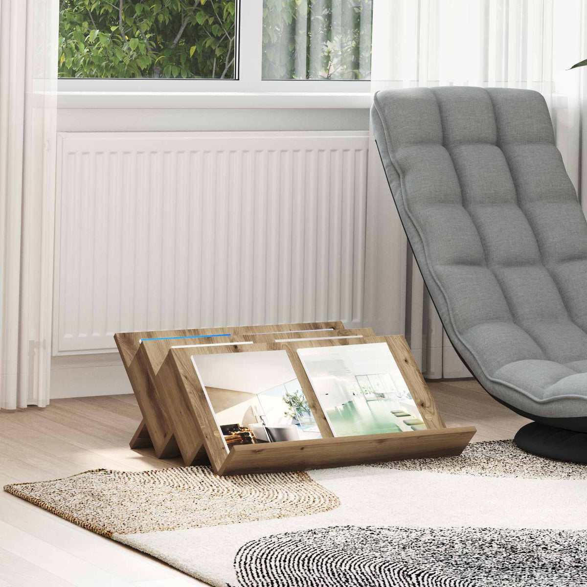 vidaXL Magazine Rack Artisan Oak 65 x 53 x 28.5 cm Engineered Wood
