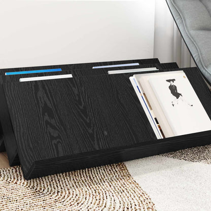 vidaXL Magazine Rack Black Oak 90 x 53 x 28.5 cm Engineered Wood