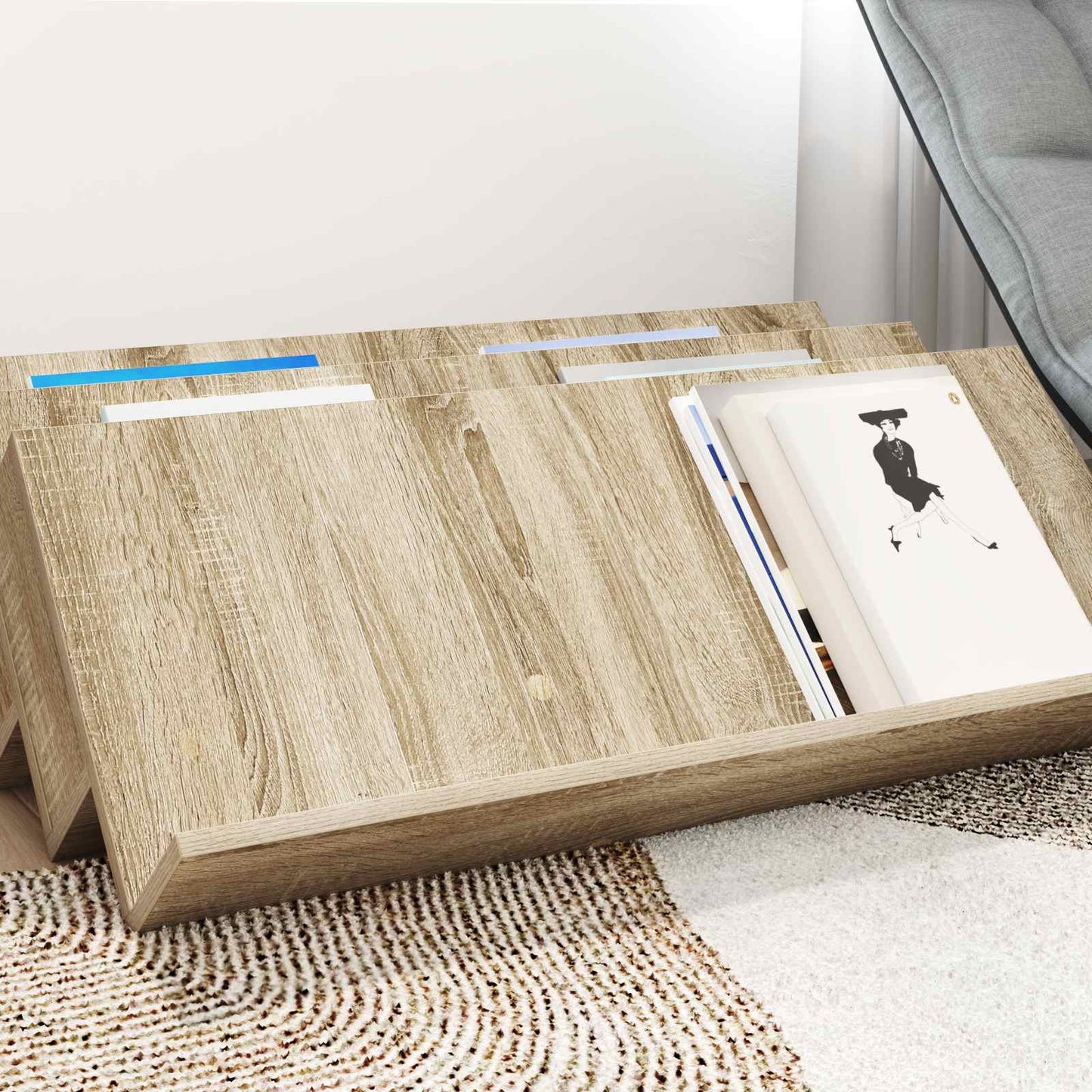 vidaXL Magazine Rack Sonoma Oak 90 x 53 x 28.5 cm Engineered Wood