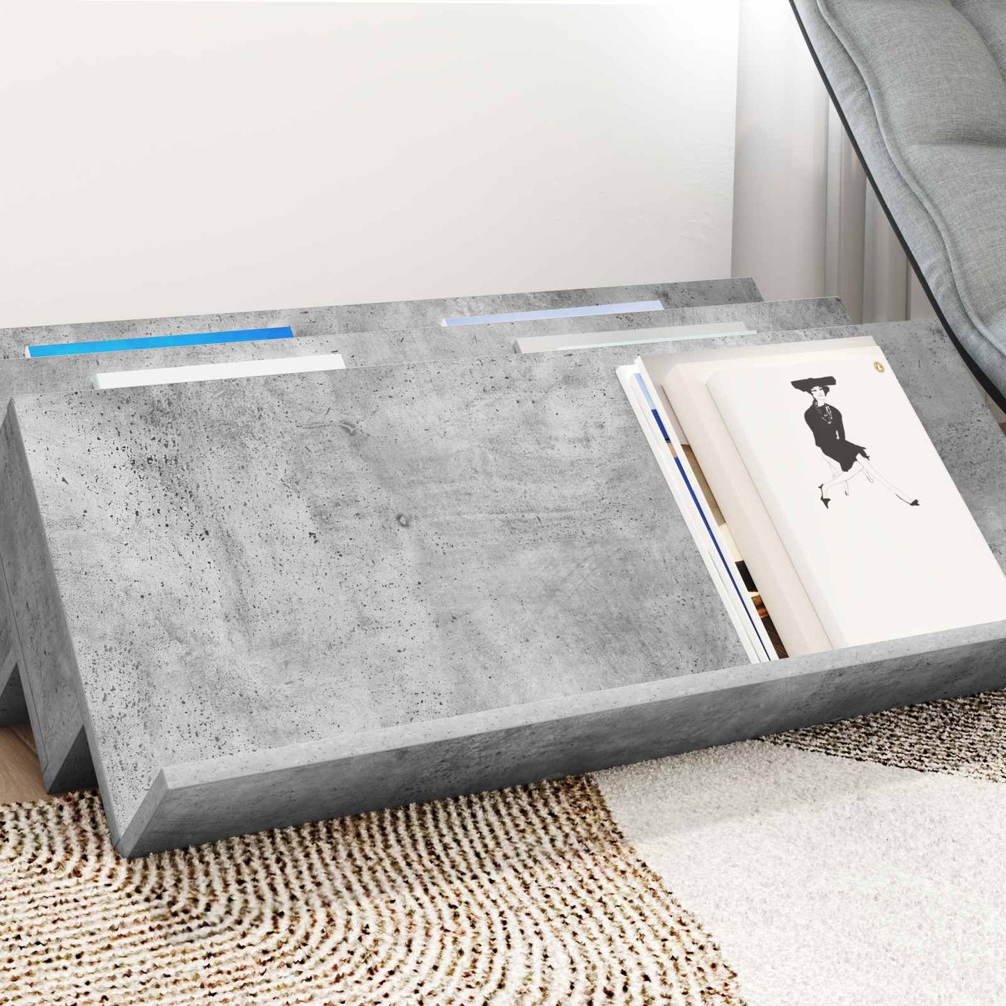 vidaXL Magazine Rack Concerte Grey 90 x 53 x 28.5 cm Engineered Wood