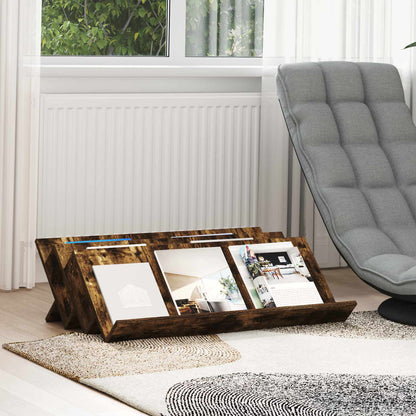 vidaXL Magazine Rack Smoked Oak 90 x 53 x 28.5 cm Engineered Wood