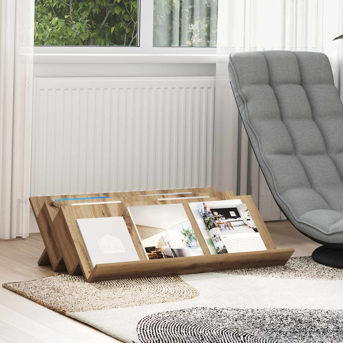 vidaXL Magazine Rack Artisan Oak 90 x 53 x 28.5 cm Engineered Wood