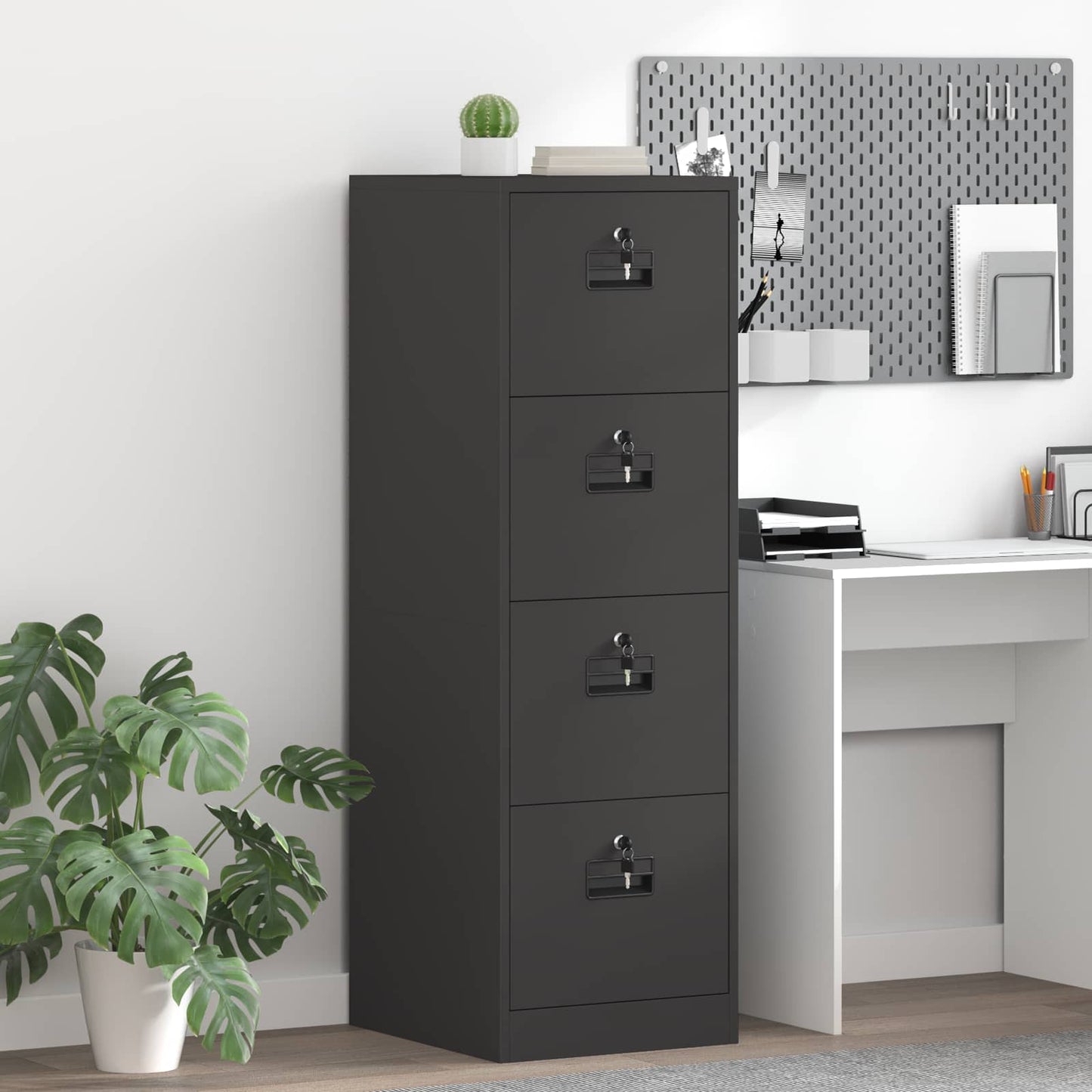 vidaXL File Cabinet Geometric Black 44 x 50 x 139 cm Cold-Rolled Steel