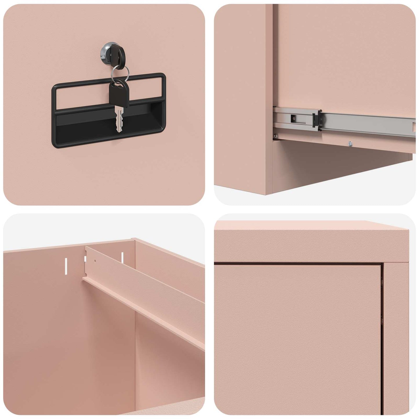 vidaXL File Cabinet with Shelf Pink 44 x 50 x 139 cm Cold-Rolled Steel