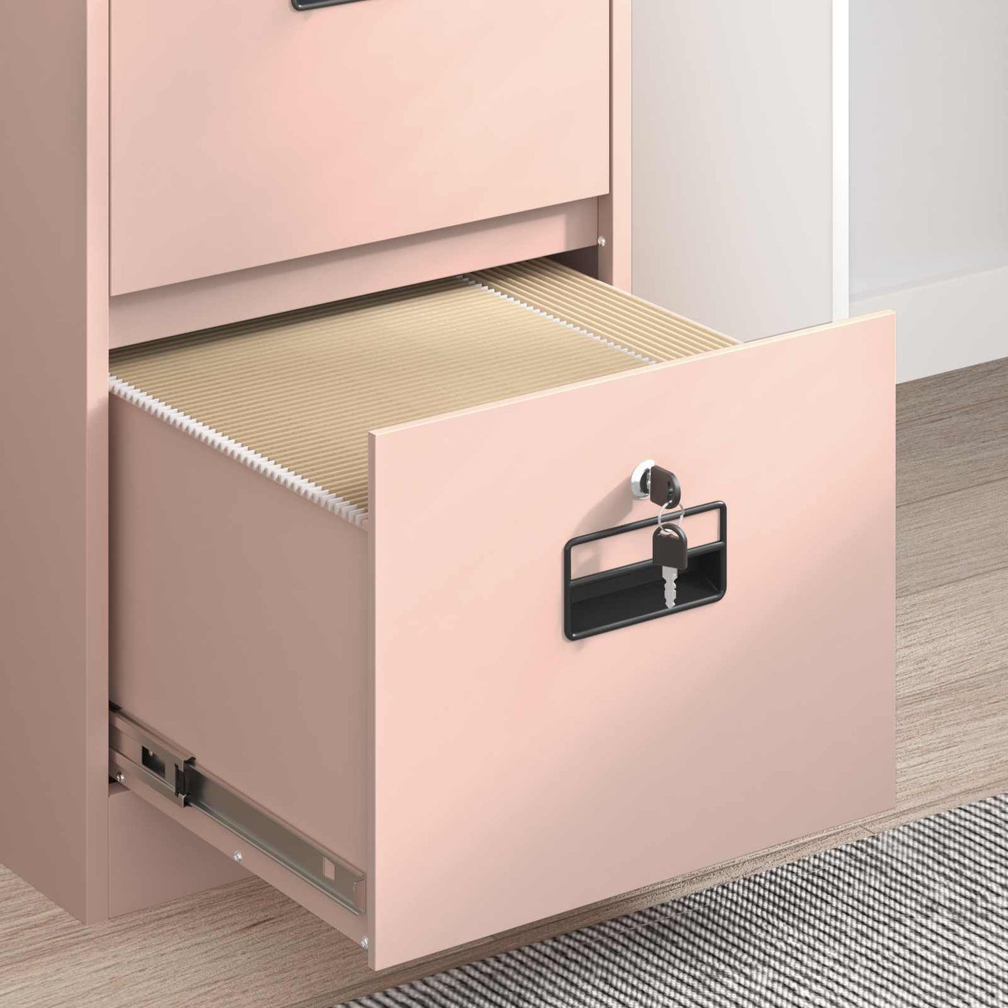 vidaXL File Cabinet with Shelf Pink 44 x 50 x 139 cm Cold-Rolled Steel