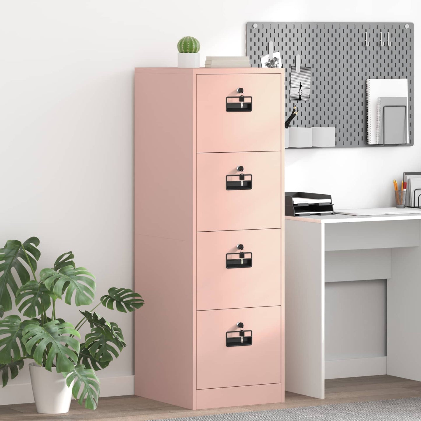 vidaXL File Cabinet with Shelf Pink 44 x 50 x 139 cm Cold-Rolled Steel