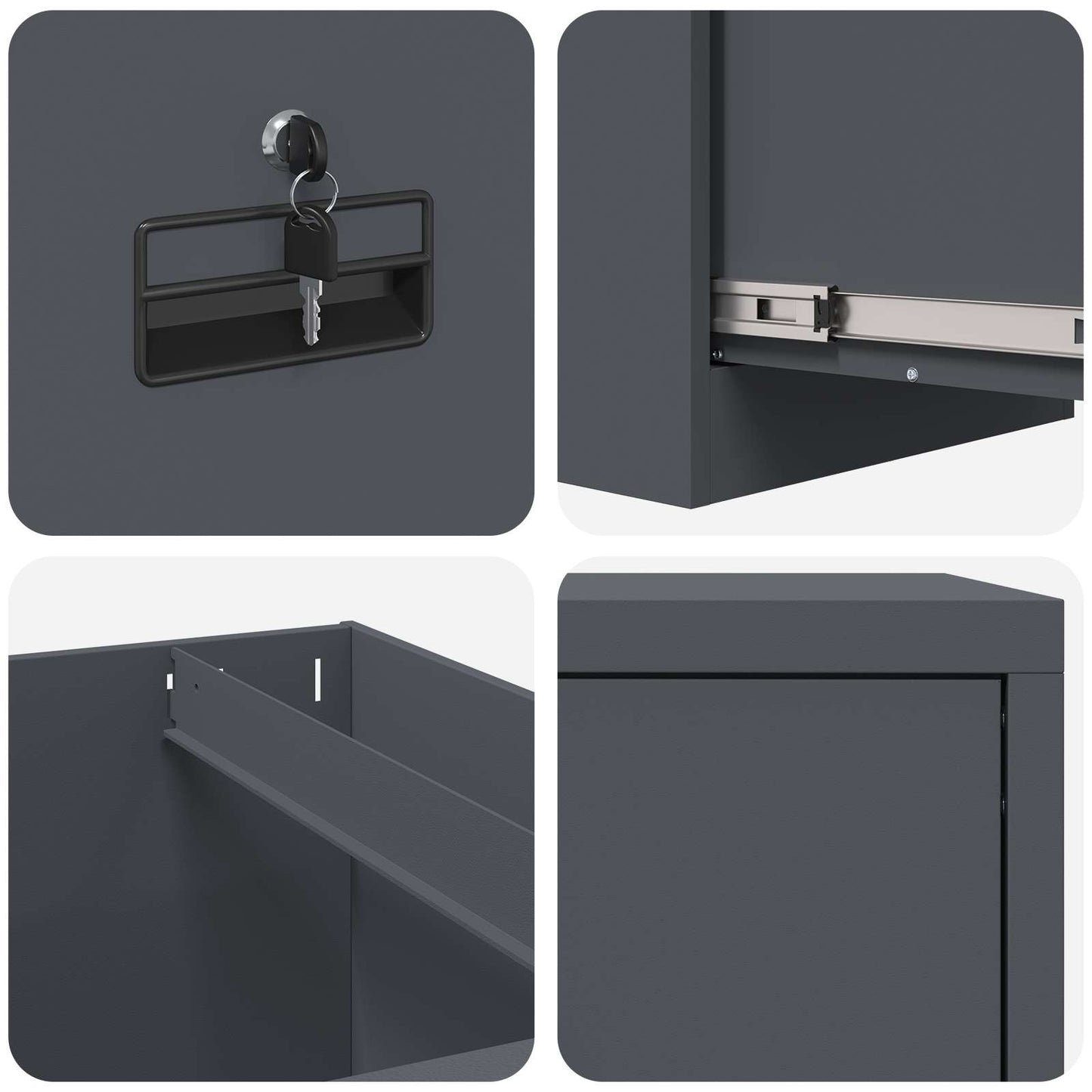 vidaXL File Cabinet Anthracite 44 x 50 x 139 cm Cold-Rolled Steel