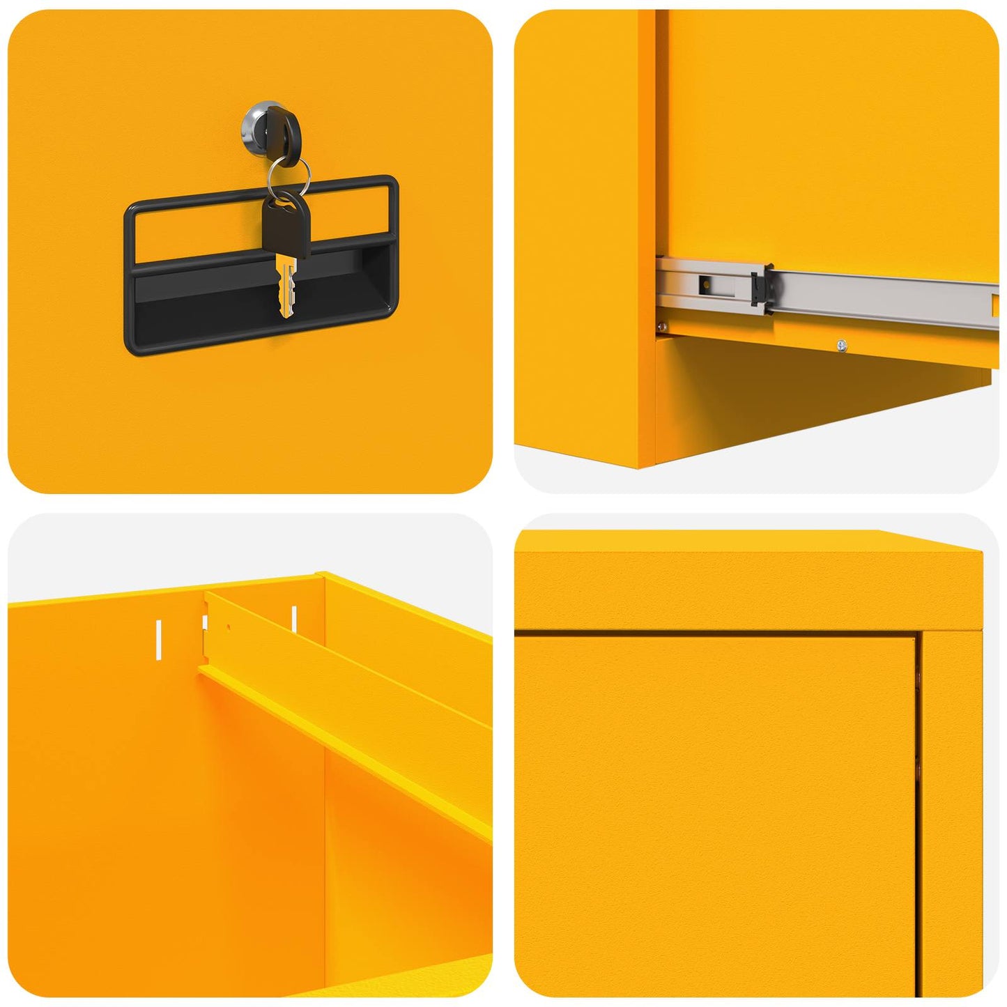 vidaXL File Cabinet Mustard Yellow 44 x 50 x 139 cm Cold-Rolled Steel