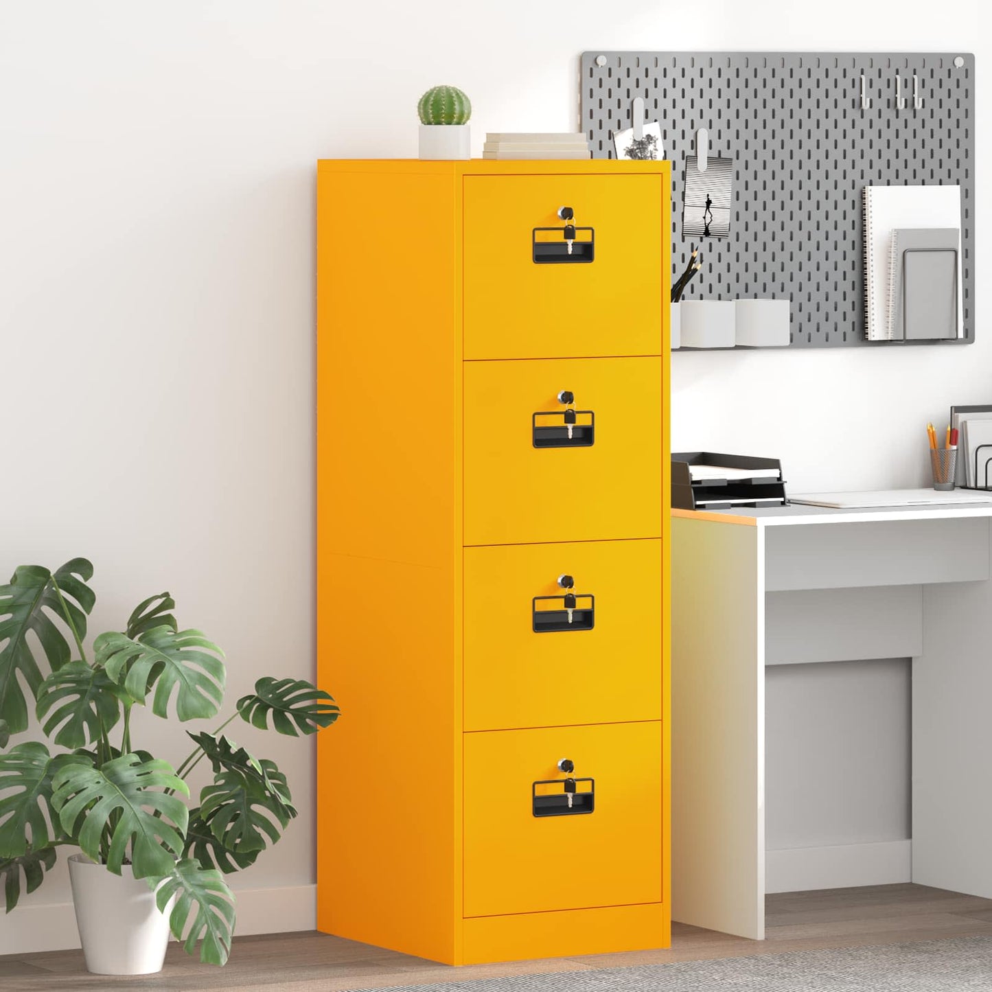 vidaXL File Cabinet Mustard Yellow 44 x 50 x 139 cm Cold-Rolled Steel
