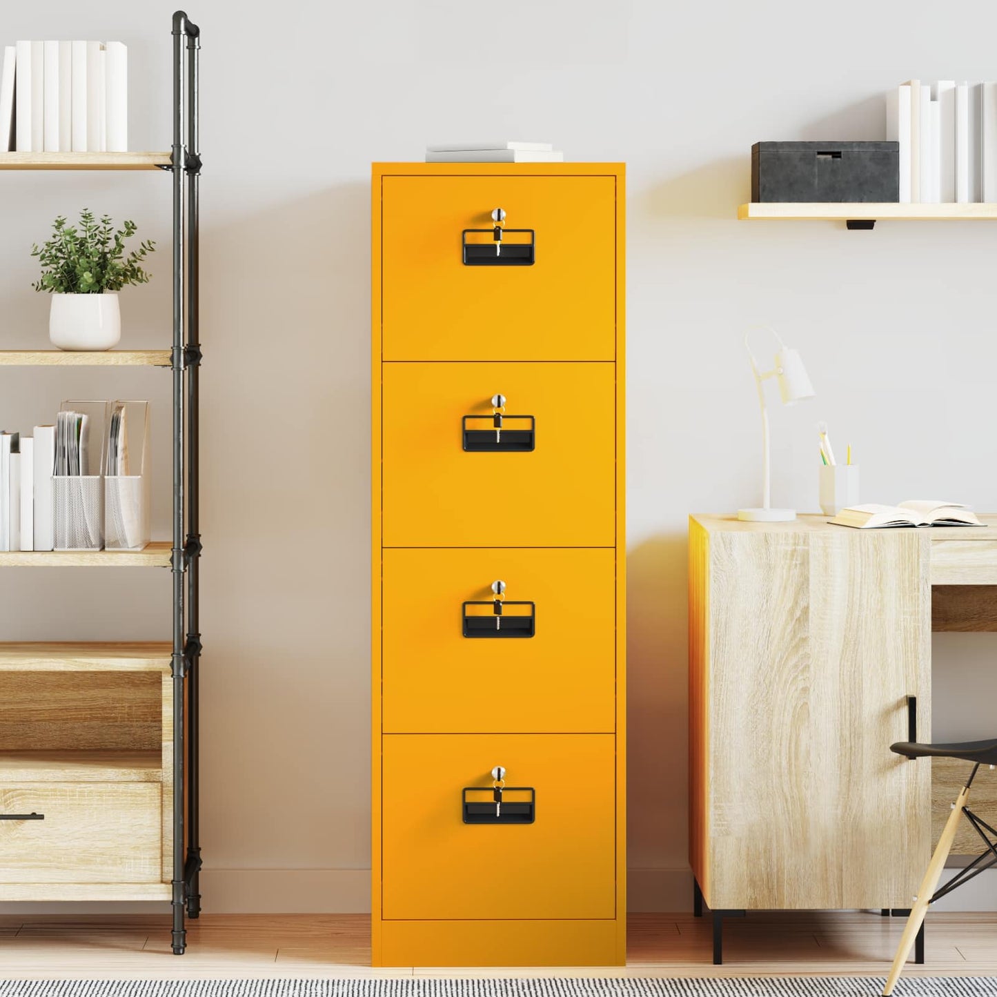 vidaXL File Cabinet Mustard Yellow 44 x 50 x 139 cm Cold-Rolled Steel