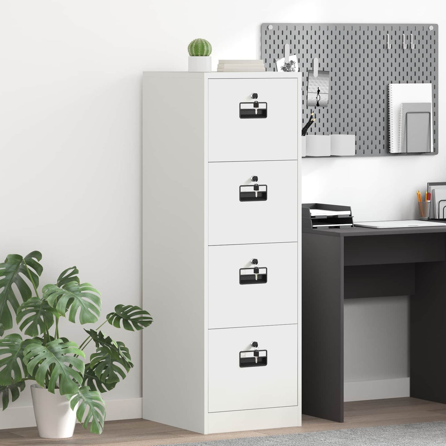 vidaXL File Cabinet Geometric White 44 x 50 x 139 cm Cold-Rolled Steel