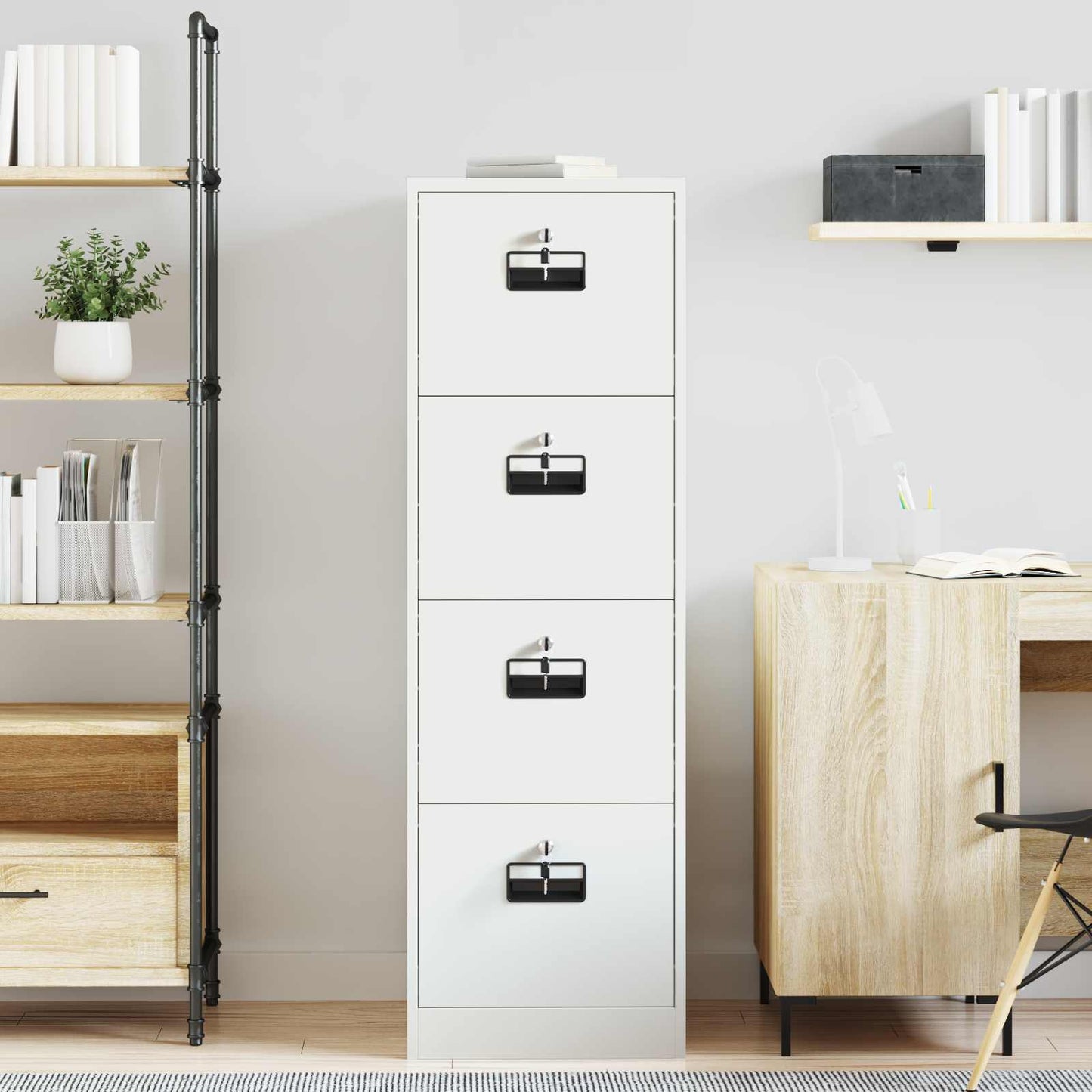 vidaXL File Cabinet Geometric White 44 x 50 x 139 cm Cold-Rolled Steel
