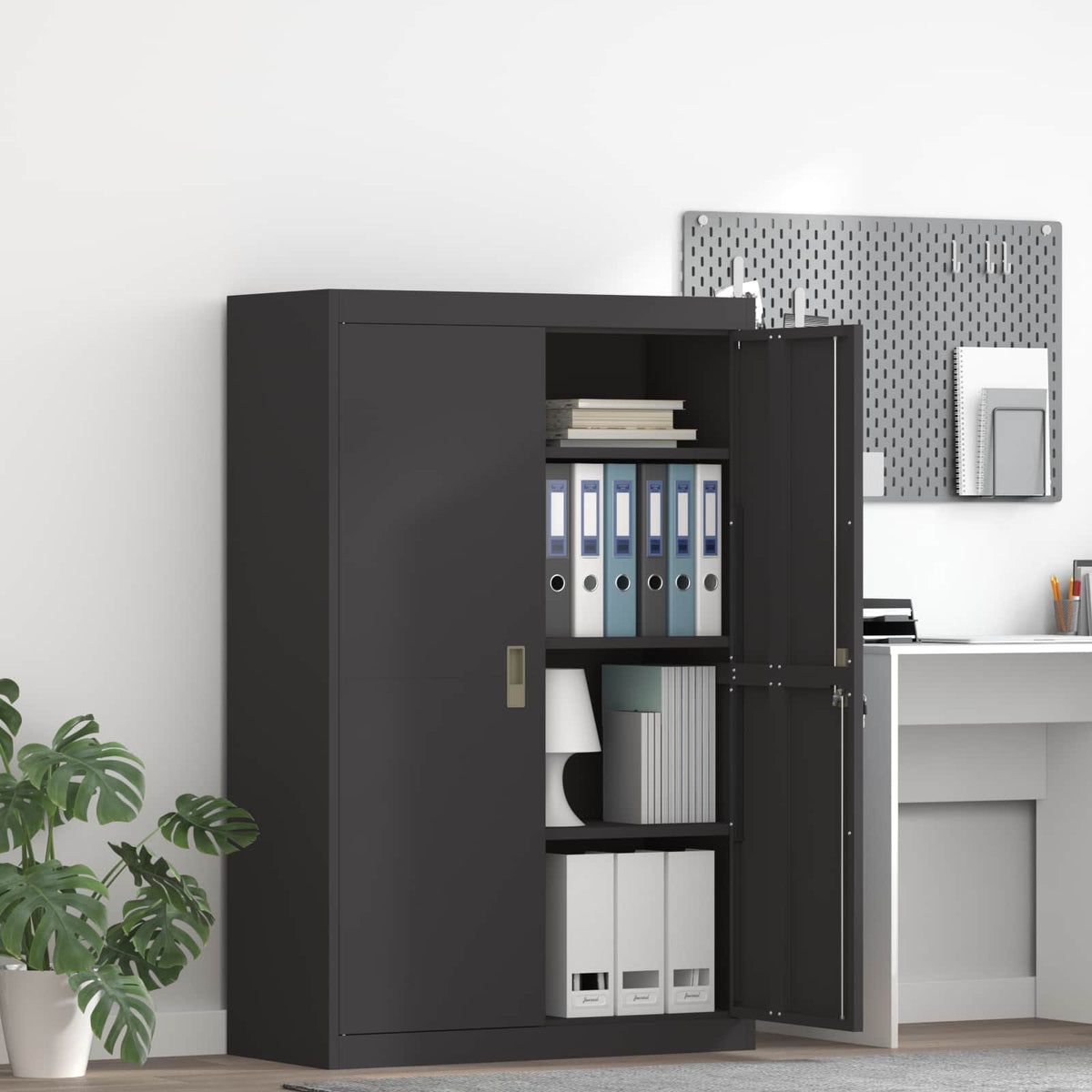 vidaXL Storage Cabinet Black 90 x 40 x 140 cm Steel