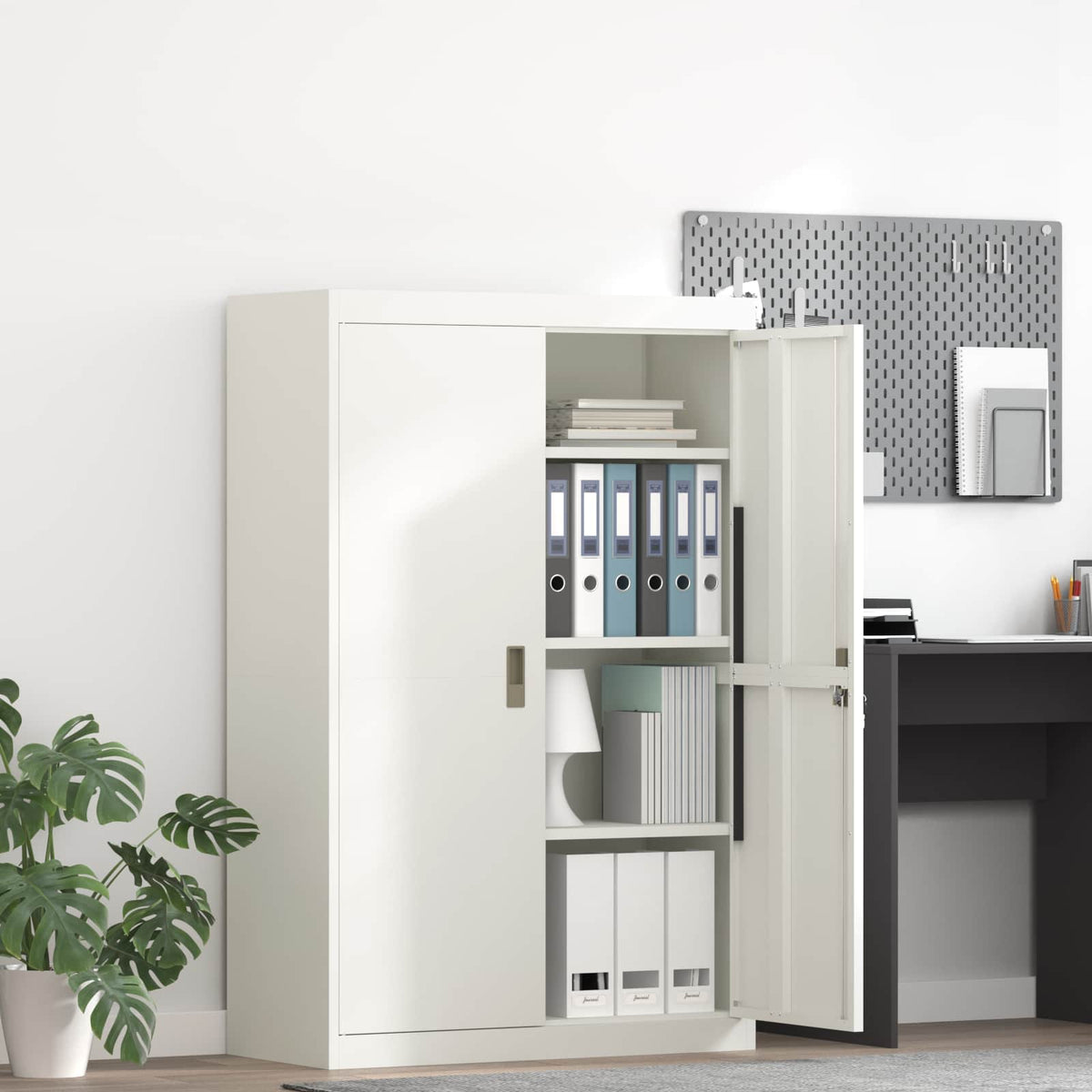 vidaXL Storage Cabinet White 90 x 40 x 140 cm Steel