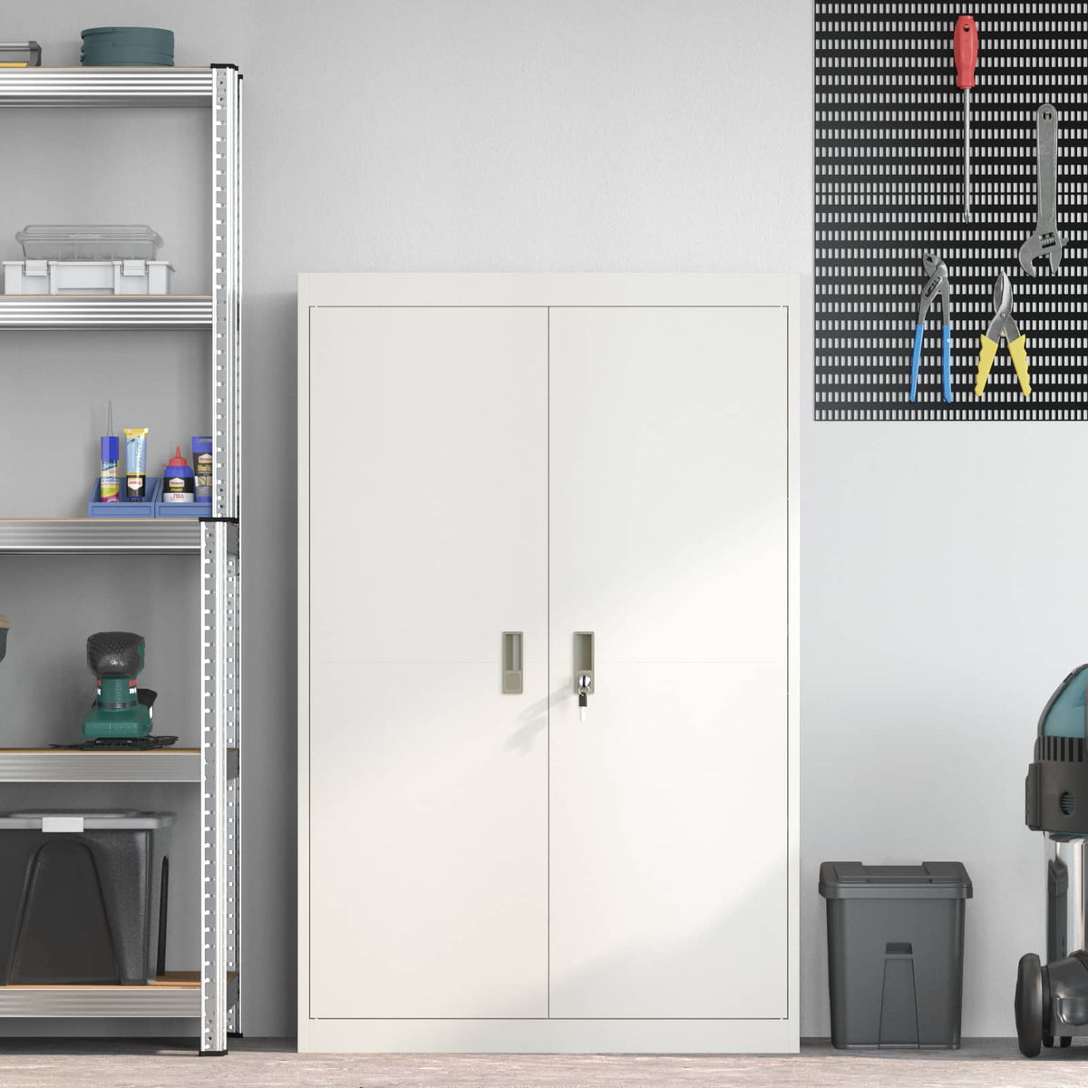 vidaXL Storage Cabinet White 90 x 40 x 140 cm Steel