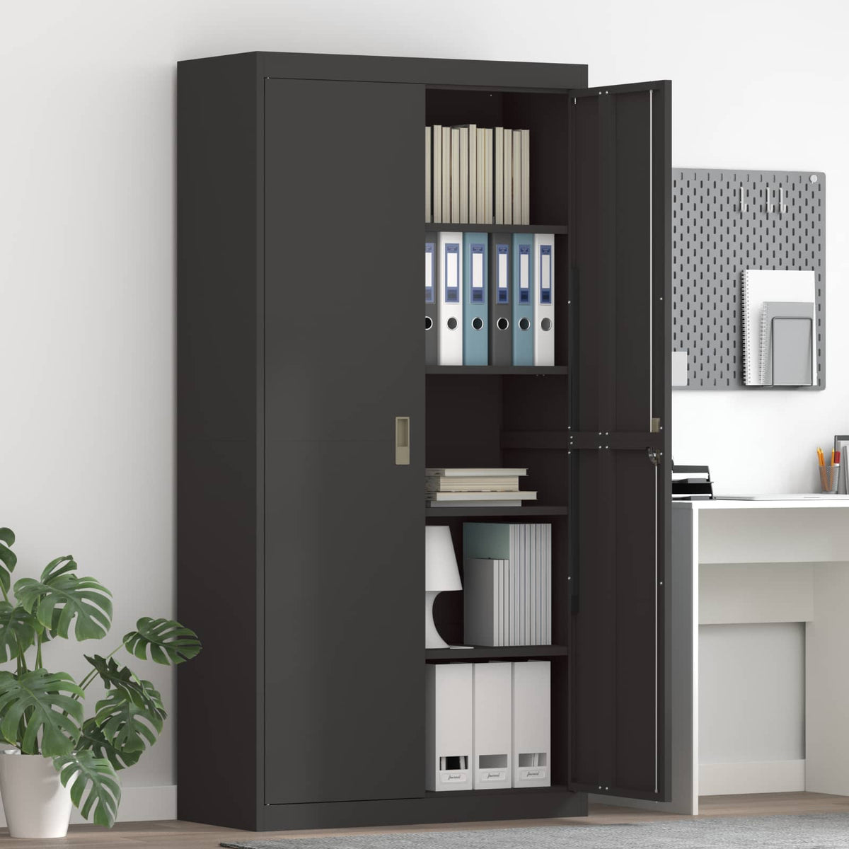 vidaXL Storage Cabinet Black 90 x 40 x 180 cm Steel