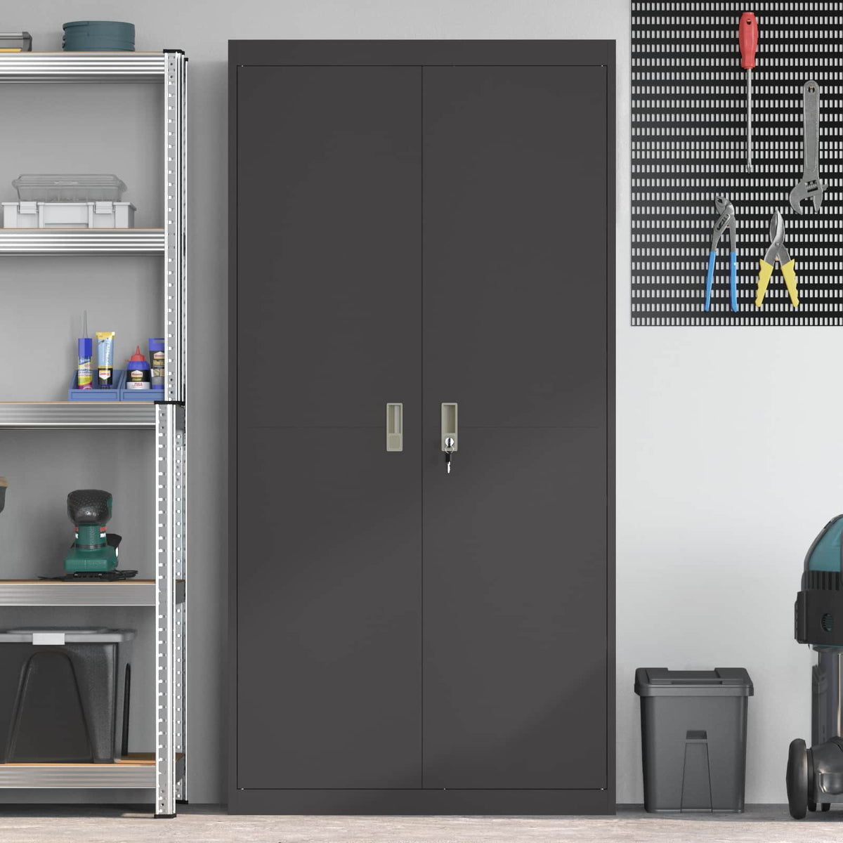 vidaXL Storage Cabinet Black 90 x 40 x 180 cm Steel
