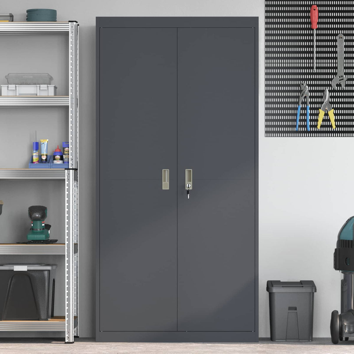 vidaXL Storage Cabinet Anthracite 90 x 40 x 180 cm Steel
