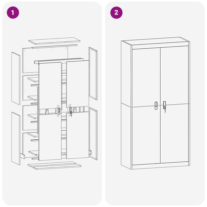 vidaXL Storage Cabinet White 90 x 40 x 180 cm Steel