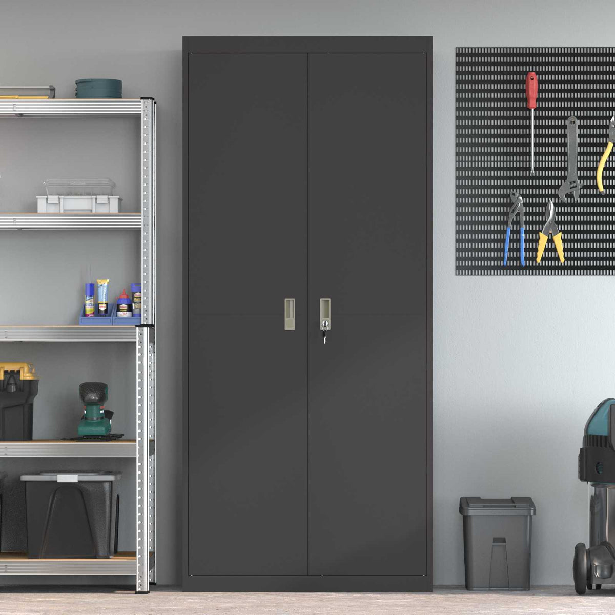 vidaXL Storage Cabinet Black 90 x 40 x 200 cm Steel