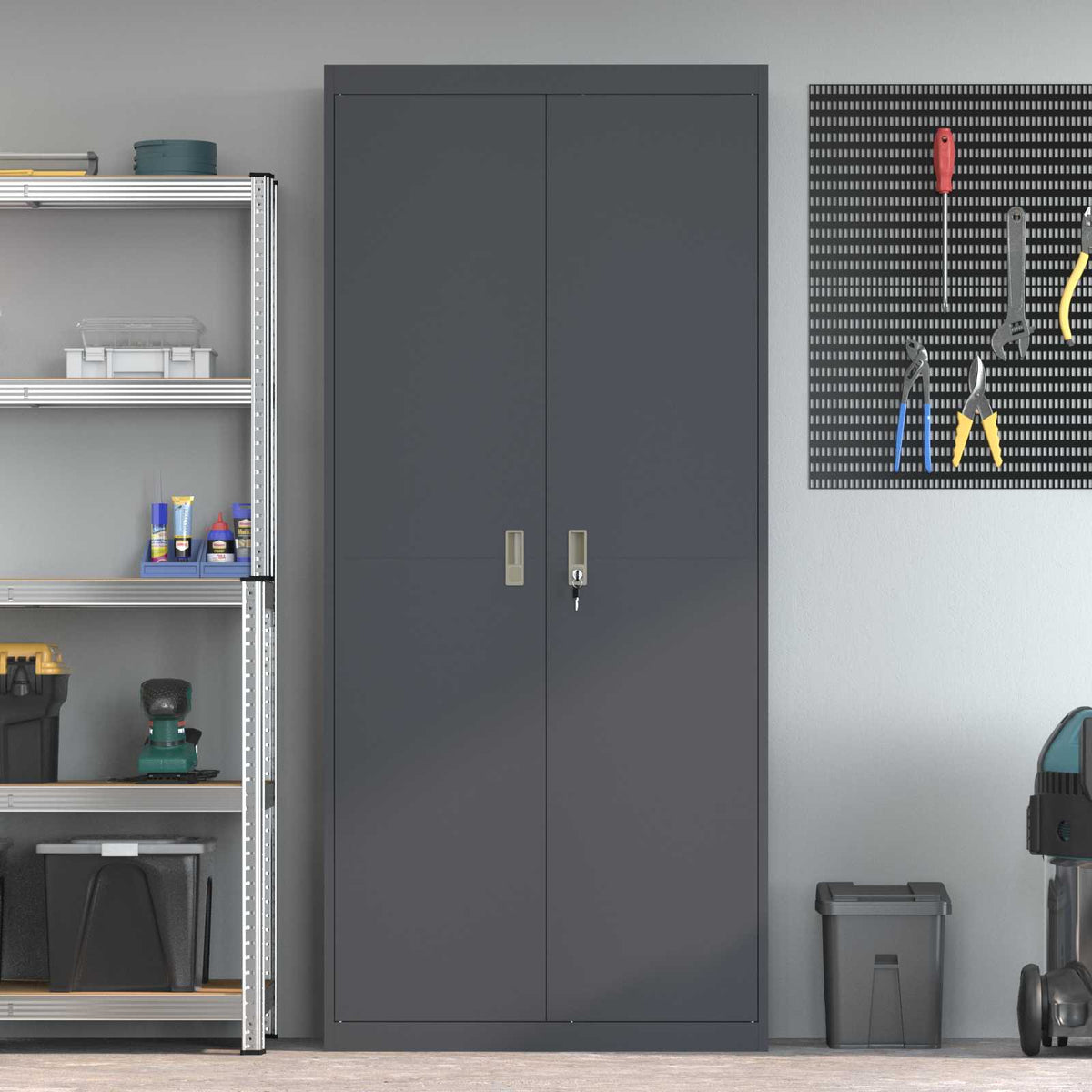 vidaXL Storage Cabinet Anthracite 90 x 40 x 200 cm Steel