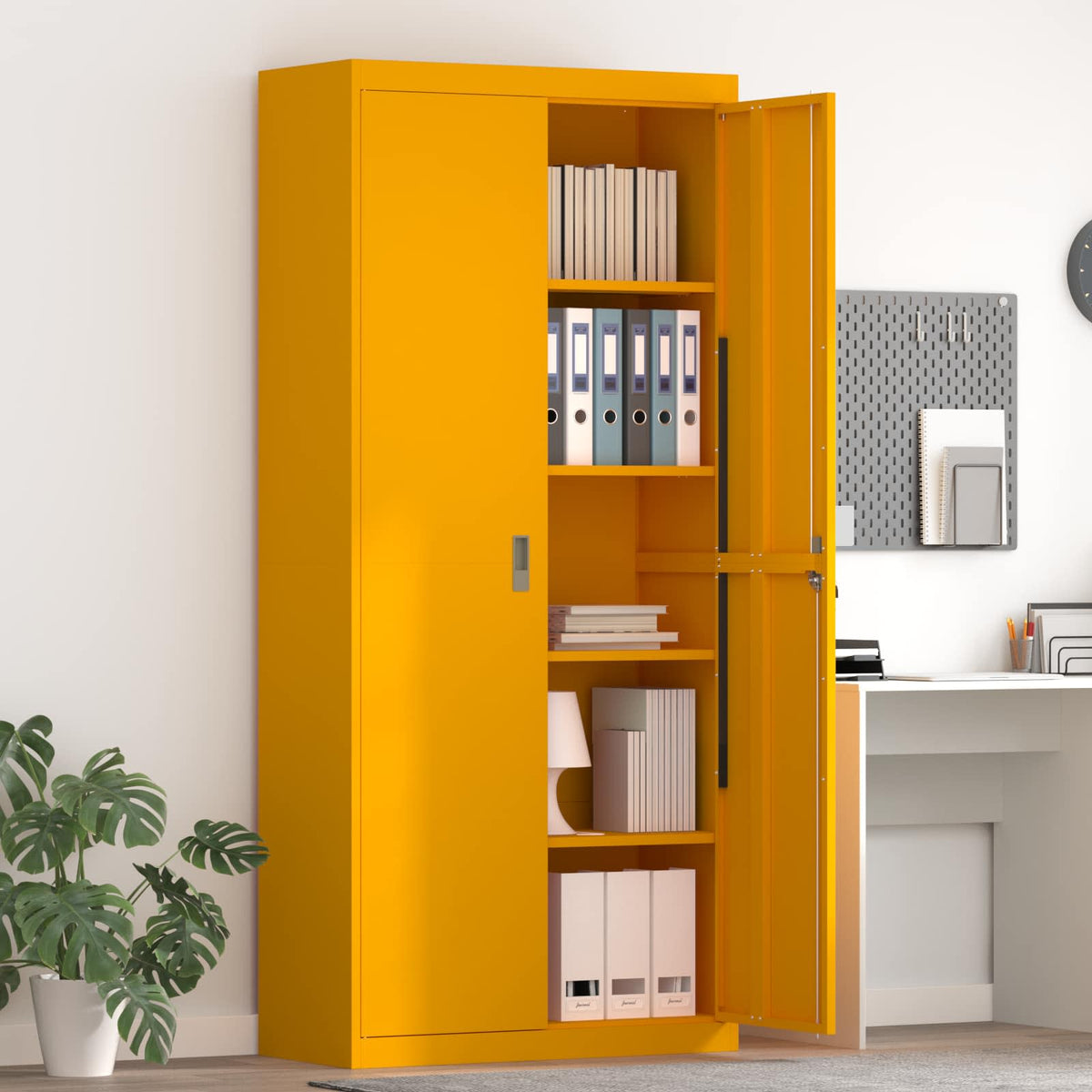 vidaXL Storage Cabinet Mustard Yellow 90 x 40 x 200 cm Steel