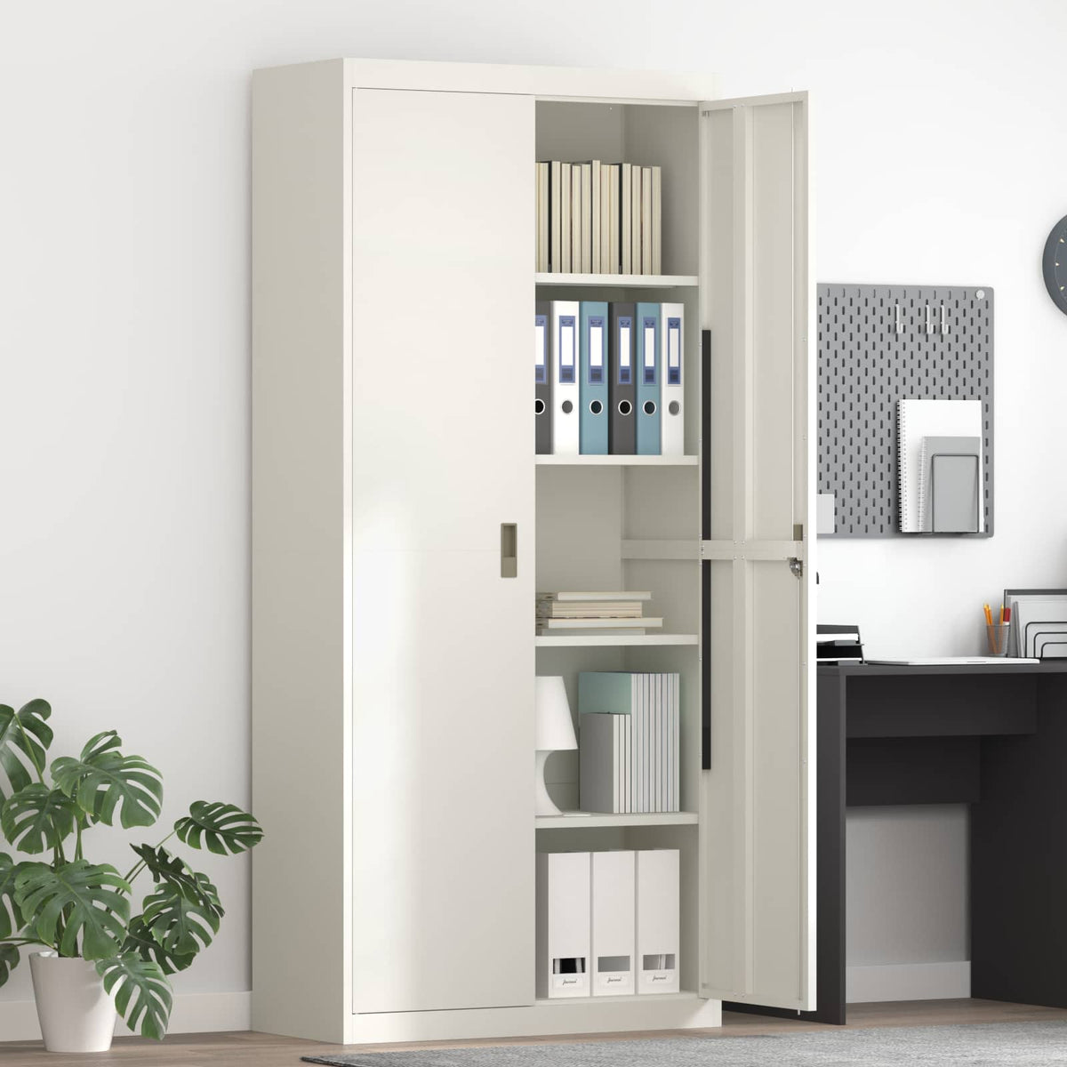 vidaXL Storage Cabinet White 90 x 40 x 200 cm Steel