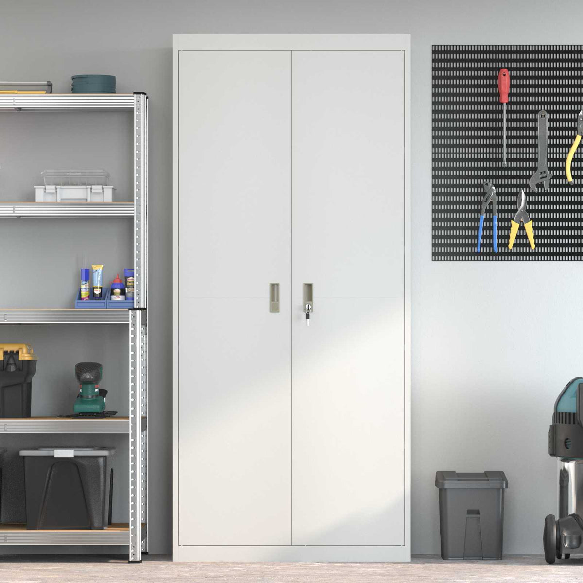 vidaXL Storage Cabinet White 90 x 40 x 200 cm Steel