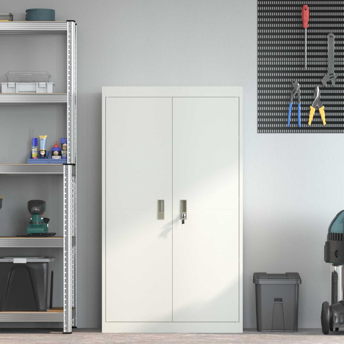 vidaXL Storage Cabinet White 80 x 40 x140 cm Steel