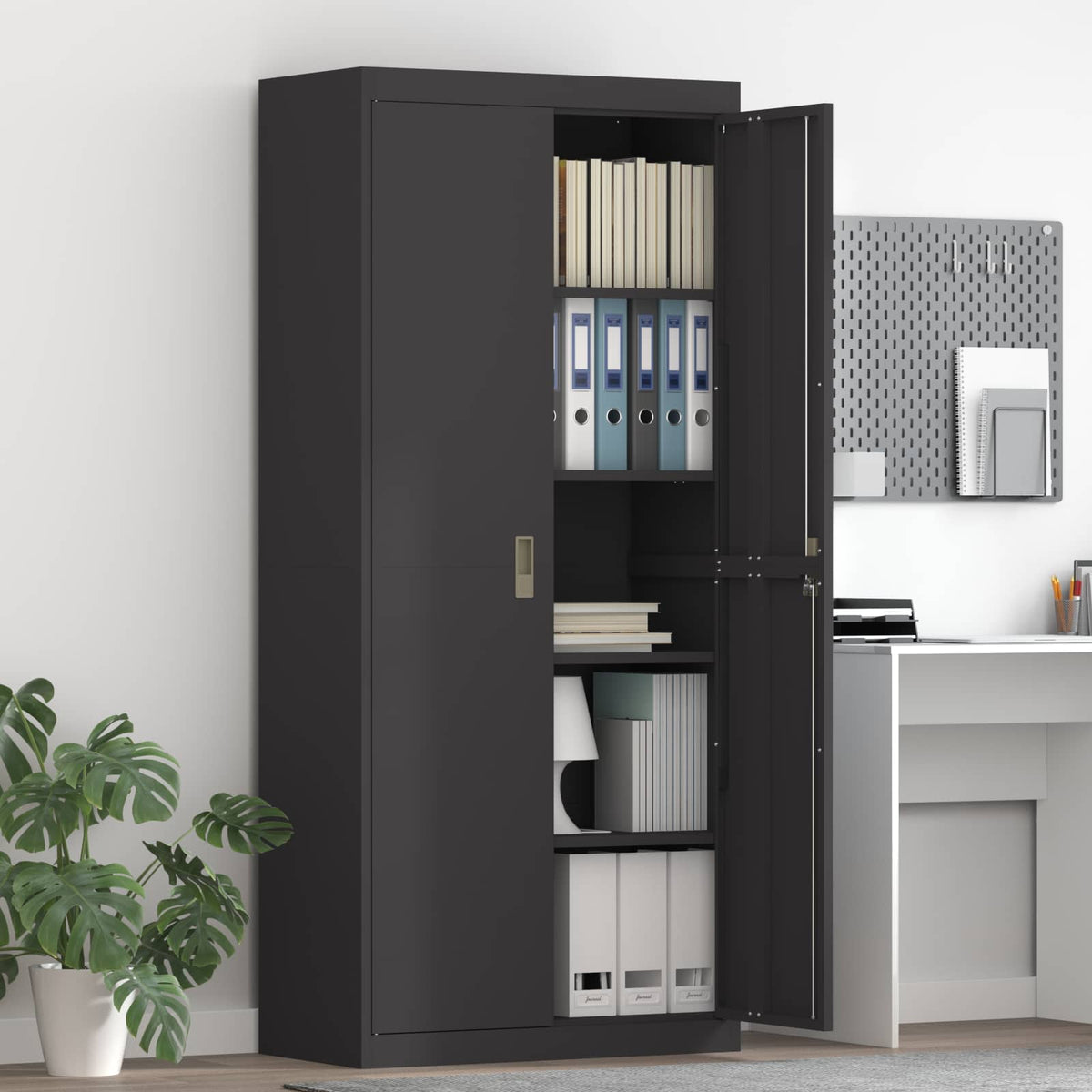 vidaXL Storage Cabinet Black 80 x 40 x180 cm Steel