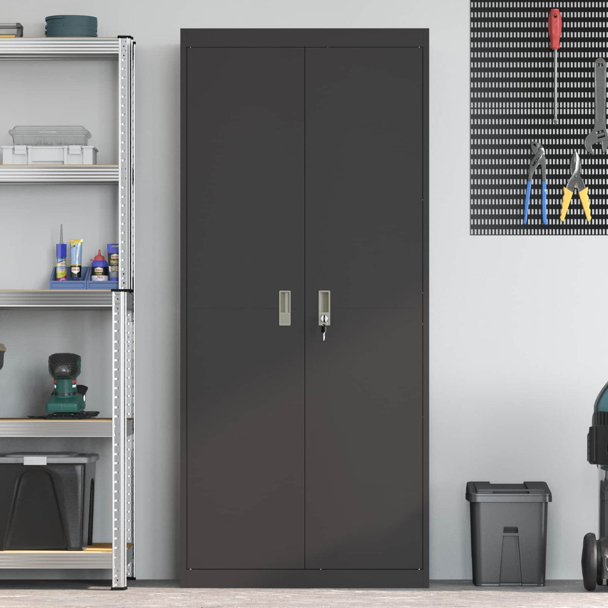 vidaXL Storage Cabinet Black 80 x 40 x180 cm Steel