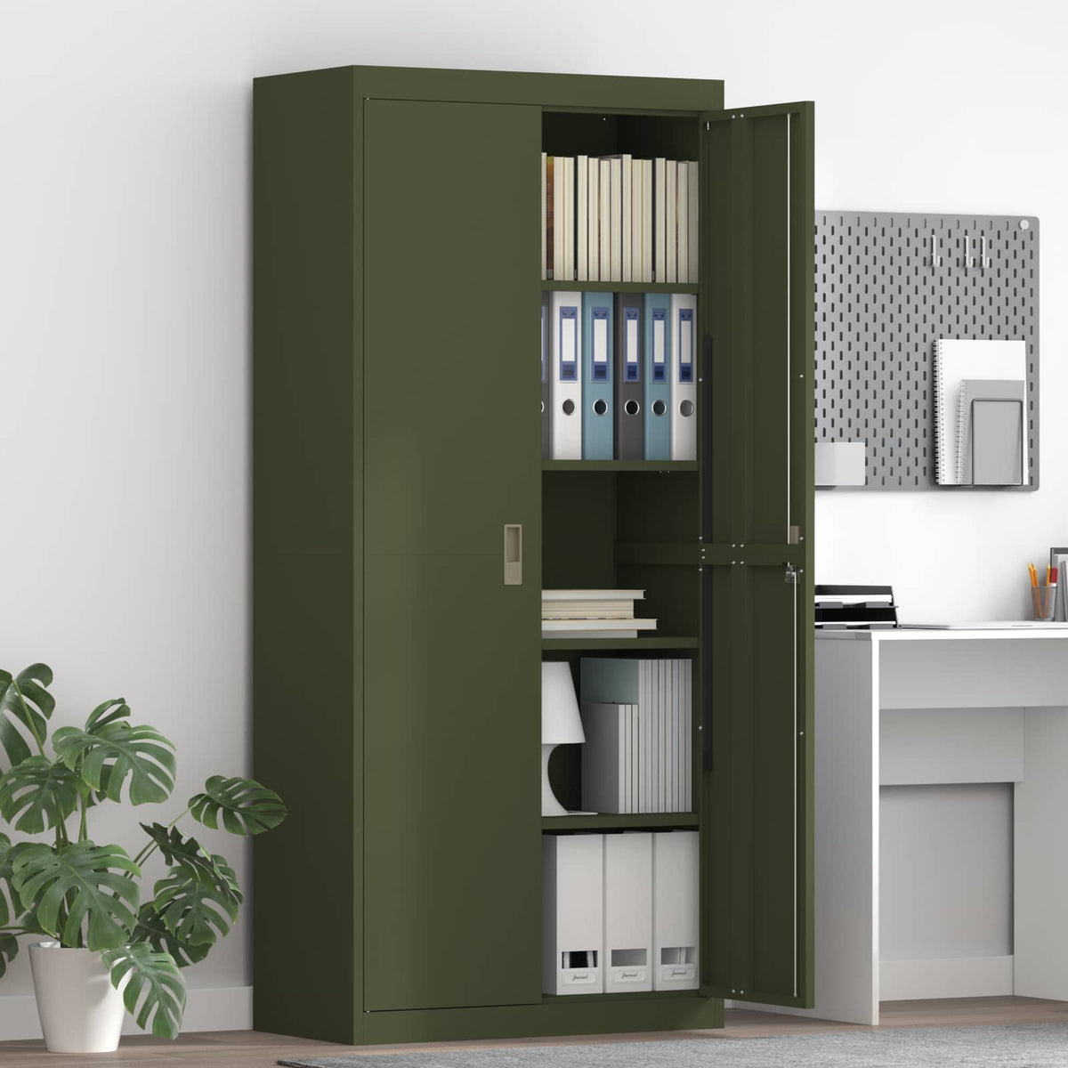 vidaXL Storage Cabinet Olive Green 80 x 40 x180 cm Steel