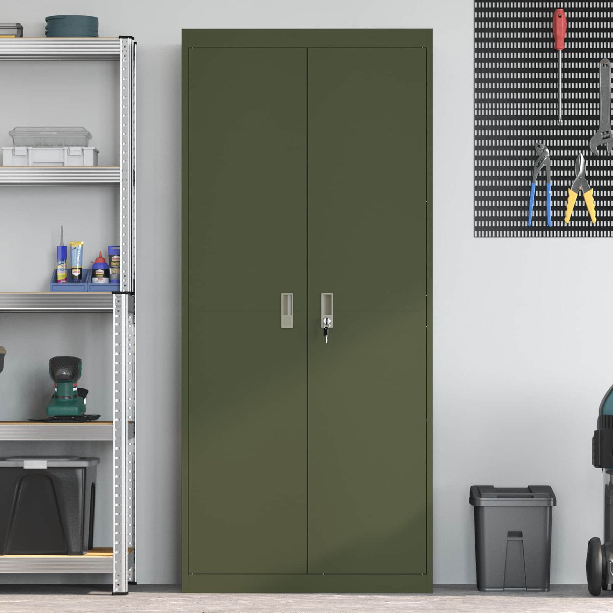vidaXL Storage Cabinet Olive Green 80 x 40 x180 cm Steel
