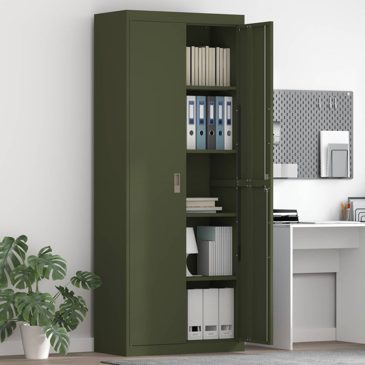 vidaXL Storage Cabinet Olive Green 80 x 40 x200 cm Steel