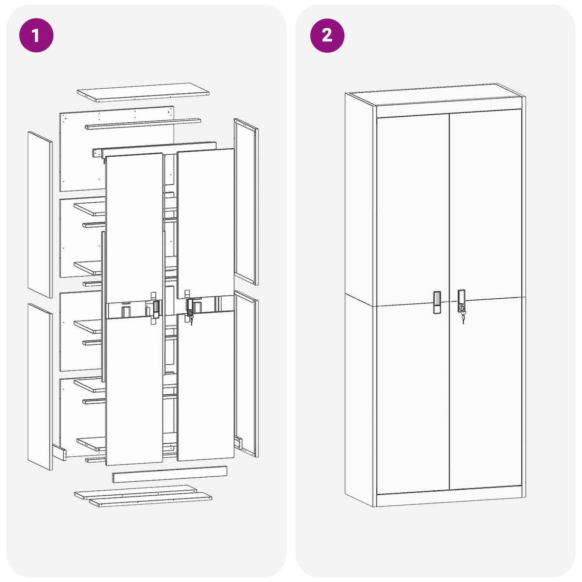 vidaXL Storage Cabinet White 80 x 40 x200 cm Steel