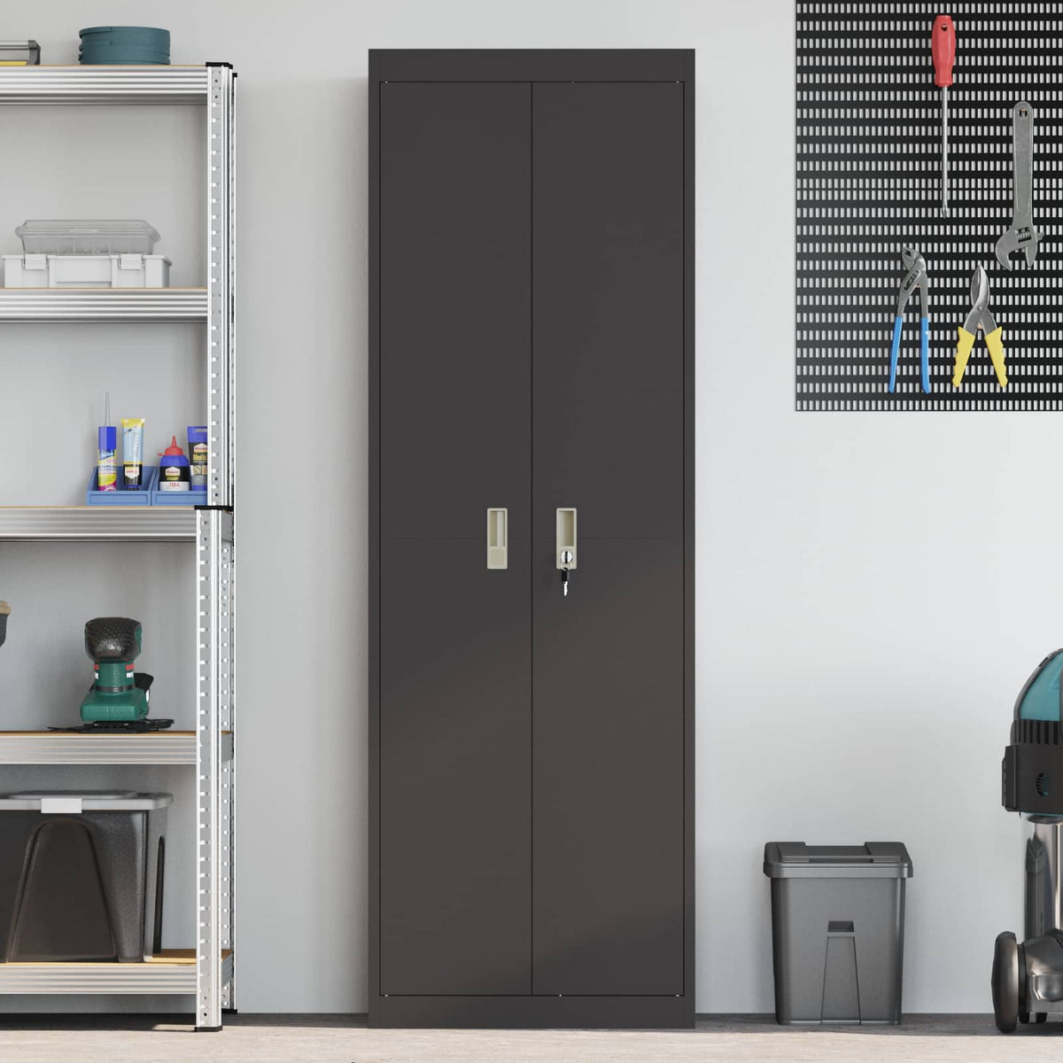 vidaXL Storage Cabinet Black 60 x 40 x180 cm Steel