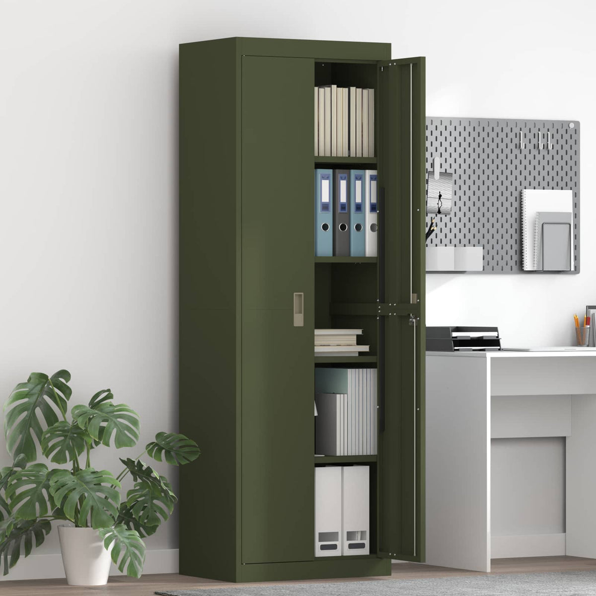 vidaXL Storage Cabinet Olive Green 60 x 40 x180 cm Steel