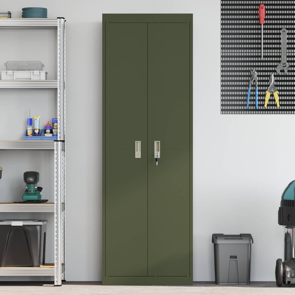 vidaXL Storage Cabinet Olive Green 60 x 40 x180 cm Steel