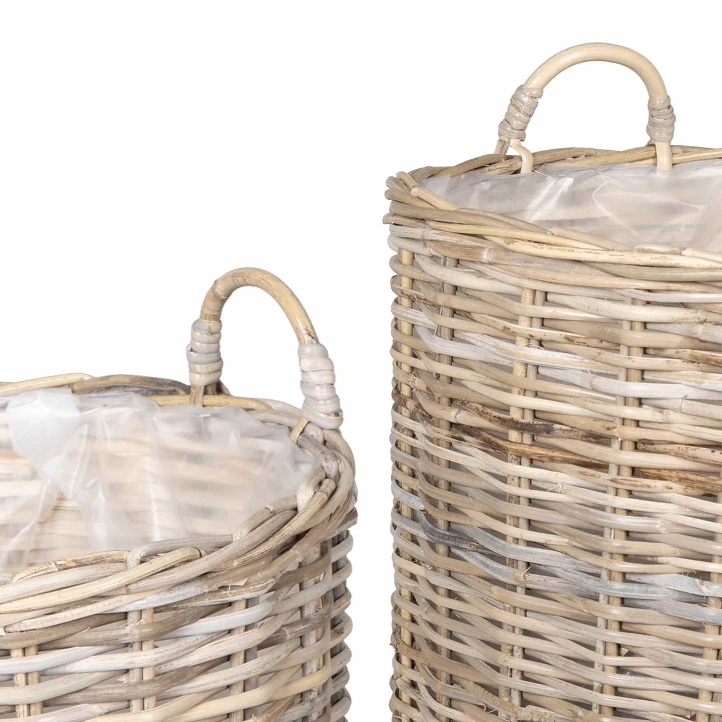 vidaXL Planter Basket with Storage 2 pcs Natural Grey Kubu Rattan