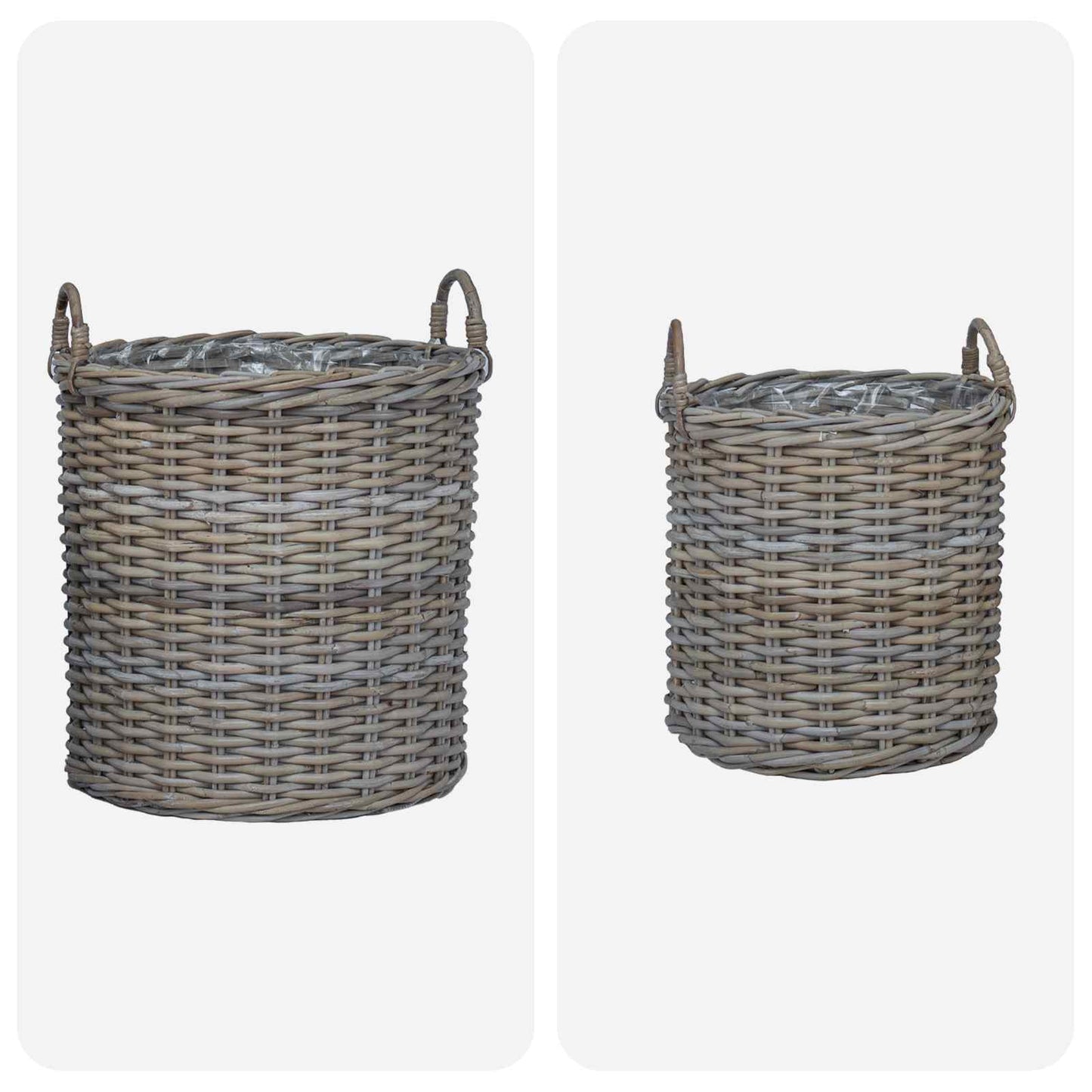vidaXL Planter Basket with Storage 2 pcs Grey Lacak Rattan