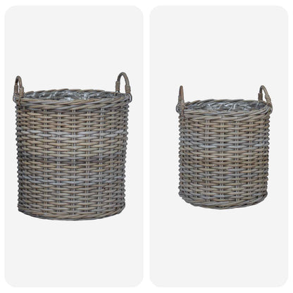 vidaXL Planter Basket with Storage 2 pcs Grey Lacak Rattan