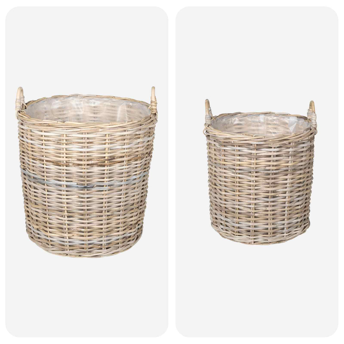 vidaXL Planter Basket GENDT 2 pcs Natural Grey Kubu Rattan