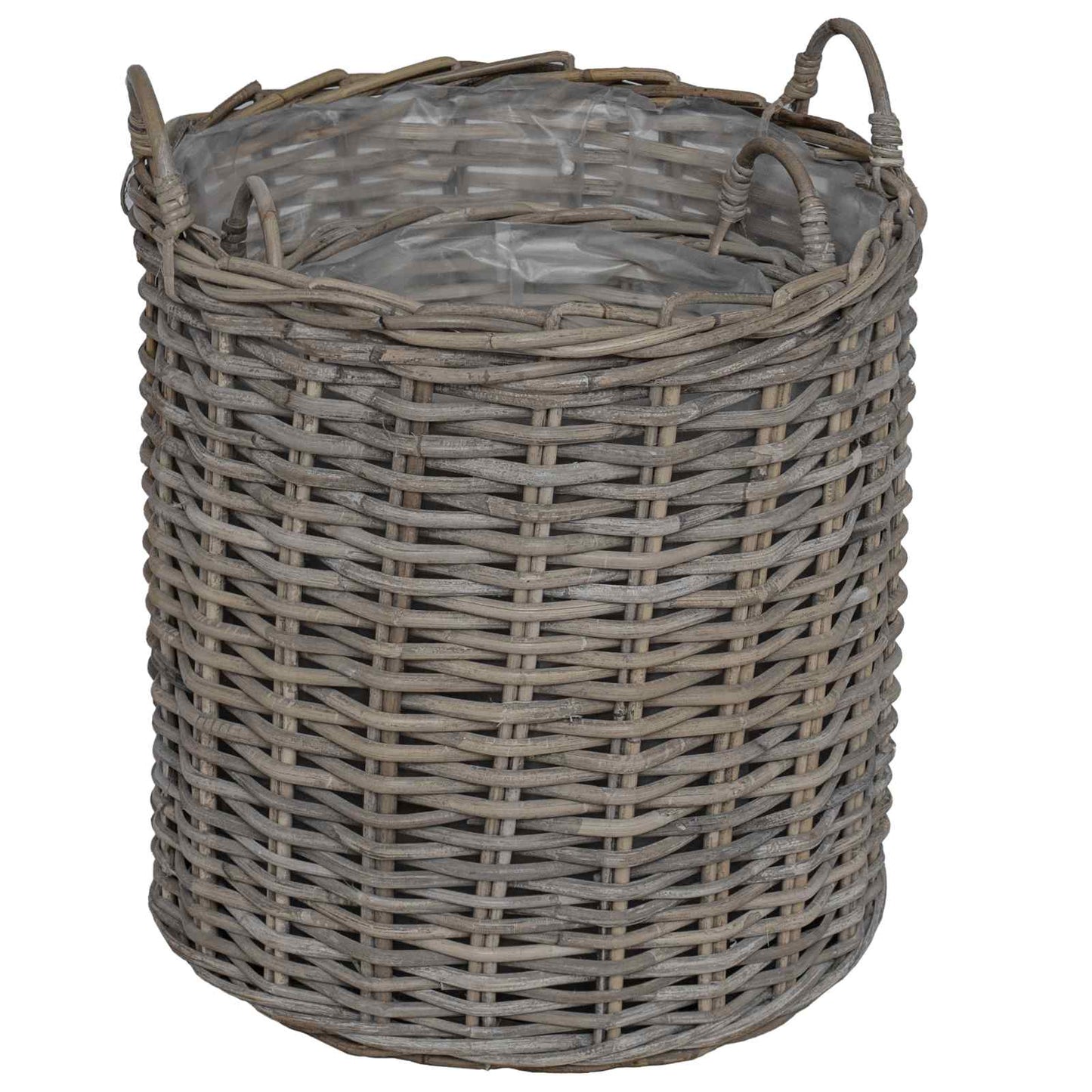 vidaXL Planter Basket with Storage 2 pcs Grey Lacak Rattan