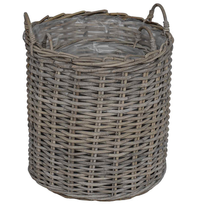 vidaXL Planter Basket with Storage 2 pcs Grey Lacak Rattan