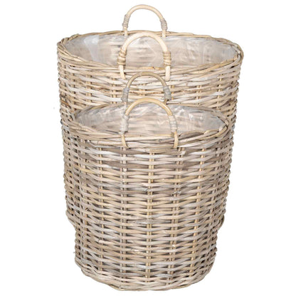 vidaXL Planter Basket GENDT 2 pcs Natural Grey Kubu Rattan
