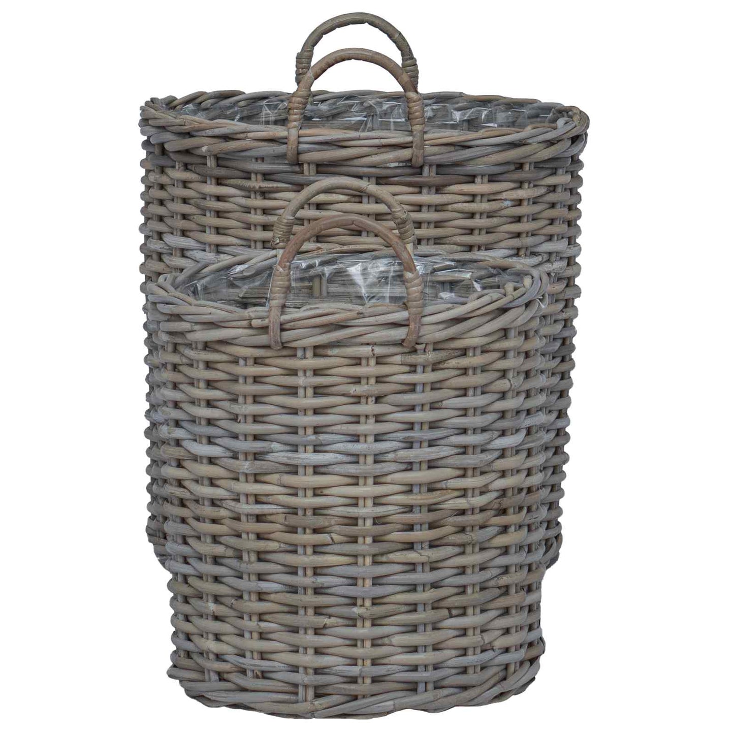 vidaXL Planter Basket with Storage 2 pcs Grey Lacak Rattan