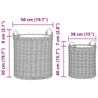 vidaXL Planter Basket with Storage 2 pcs Grey Lacak Rattan