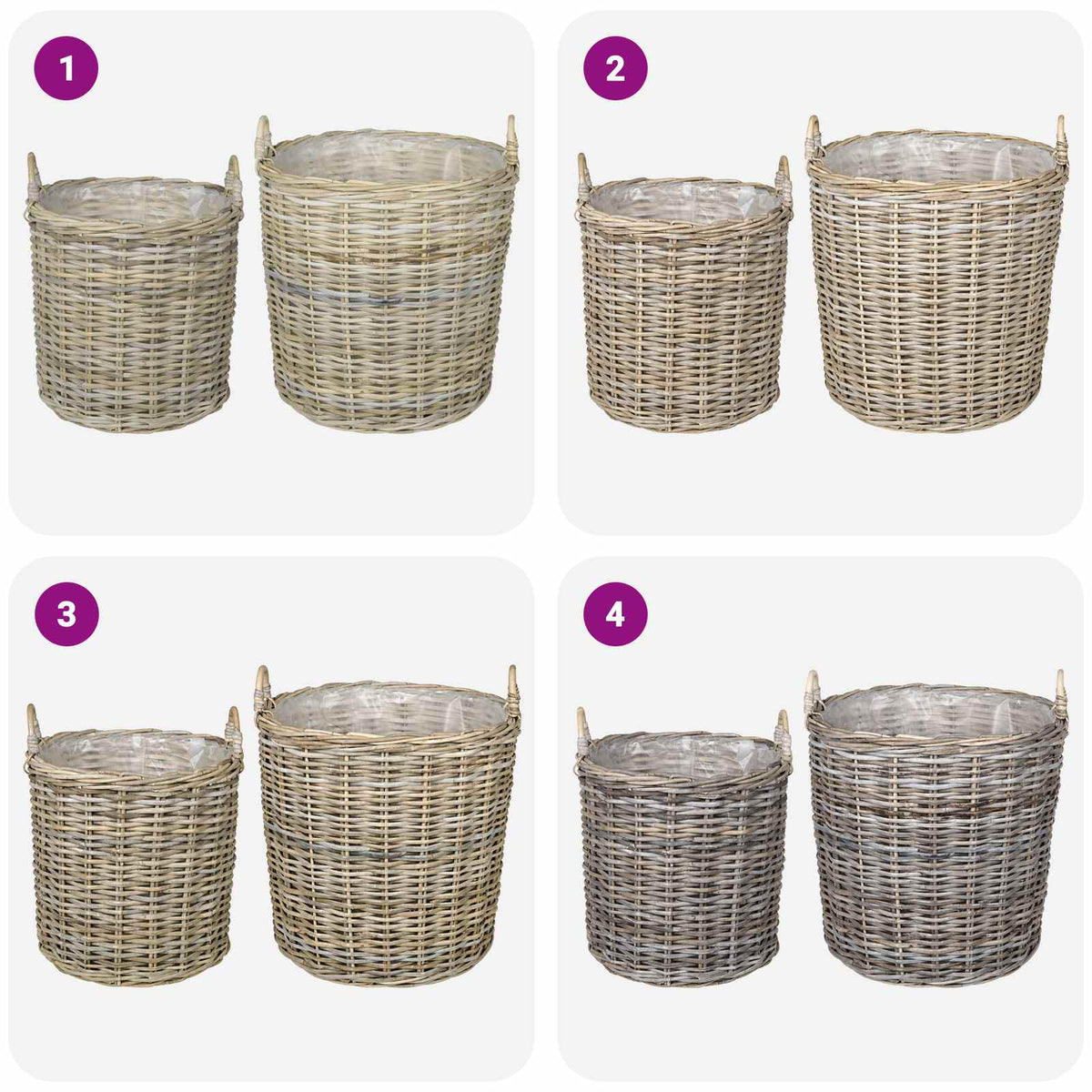 vidaXL Planter Basket GENDT 2 pcs Natural Grey Kubu Rattan