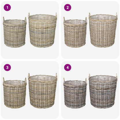 vidaXL Planter Basket GENDT 2 pcs Natural Grey Kubu Rattan